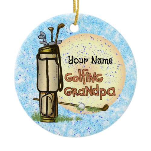 Golfing Grandpa golf Ceramic Ornament