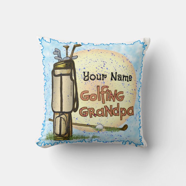 Golfing Grandpa  Throw Pillow (Front)