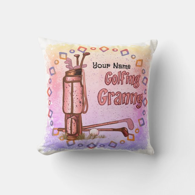 Golfing Granny golf Throw Pillow (Front)