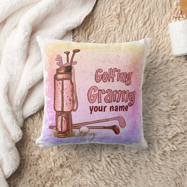 Golfing Granny  Throw Pillow (Blanket)