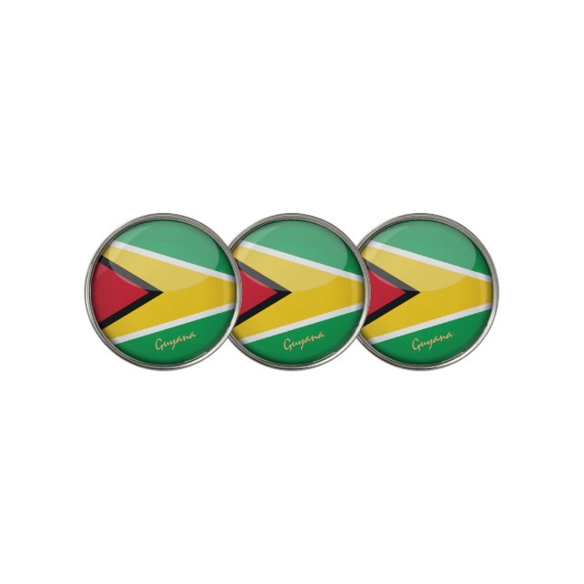 Golfing Guyana & Guyana Flag /Golf Ball Marker (3 Up)