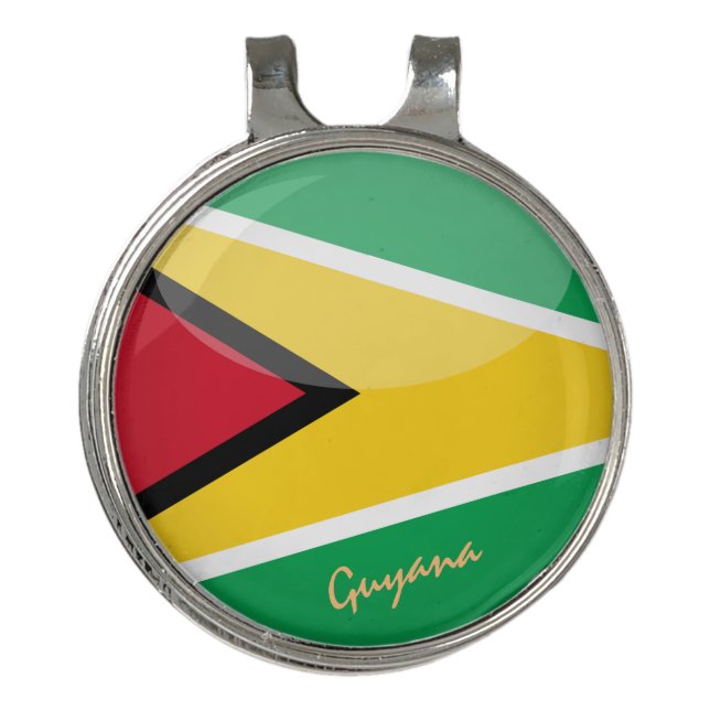 Golfing Guyana & Guyana Flag /Golf Ball Marker Golf Hat Clip (Front)