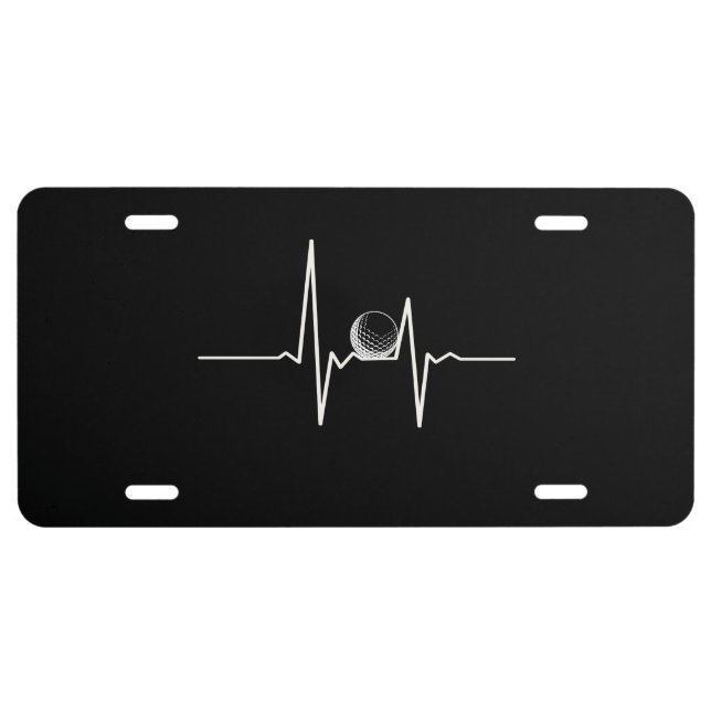 Golfing Heartbeat Gifts License Plate (Front)