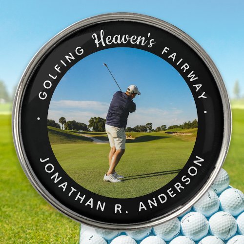 Golfing Heaven Personalized Photo Golfer Memorial  Golf Ball Marker