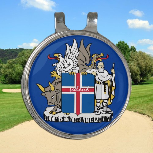 Golfing Iceland  Icelandic coat of arms  flag Golf Hat Clip