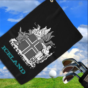 Golfing Iceland & Icelandic coat of arms / flag Golf Towel