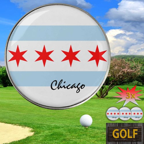 Golfing Illinois  Chicago Flag Golf Ball Marker