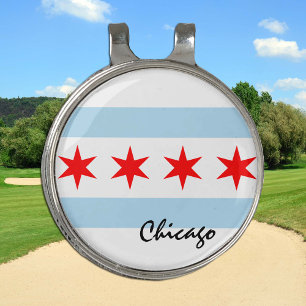 Golfing Illinois & Chicago Flag /Golf Ball Marker Golf Hat Clip