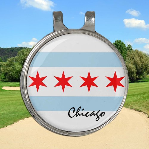 Golfing Illinois  Chicago Flag Golf Ball Marker Golf Hat Clip