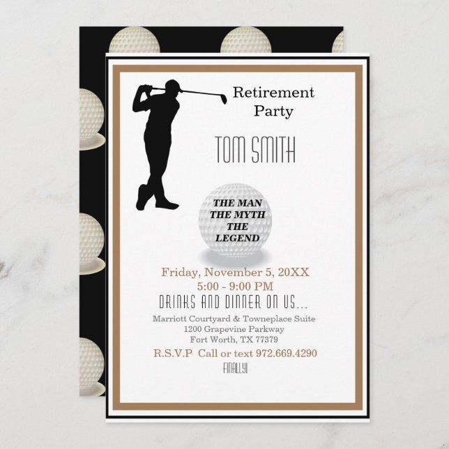 Golfing in My Future Retirement Party Invitation (Front/Back)