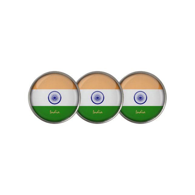 Golfing India & Indian Flag /Golf Ball Marker (3 Up)