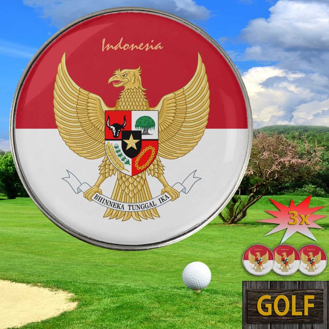 Golfing Indonesia & Indonesian Flag / Golf   Golf Ball Marker (Creator Uploaded)