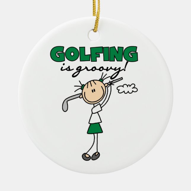 Golfing is Groovy Ceramic Ornament (Front)