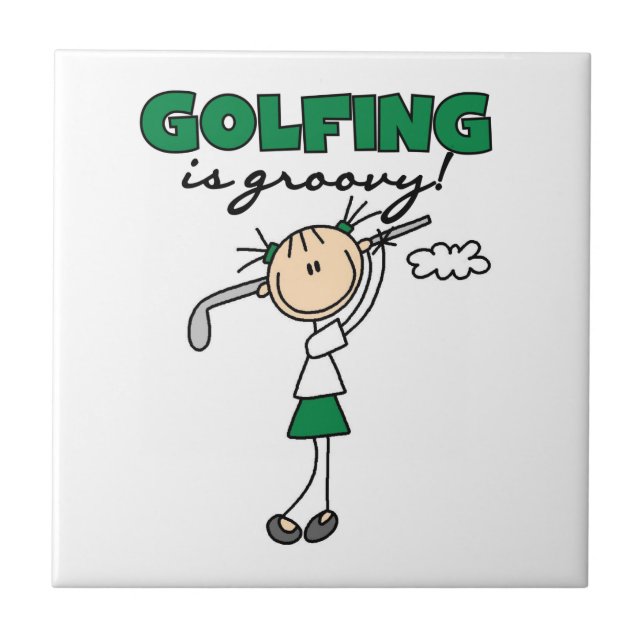 Golfing is Groovy Ceramic Tile (Front)