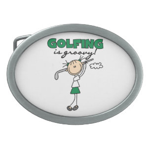 Golfing is Groovy Oval Belt Buckle