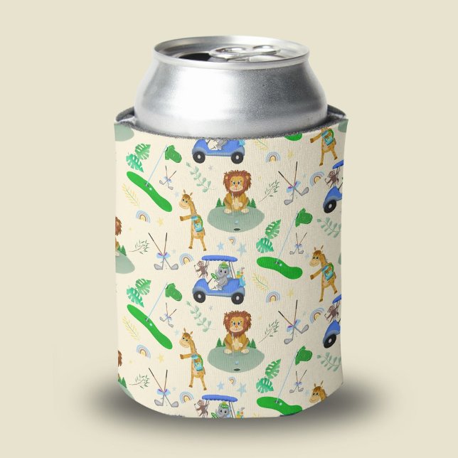 Golfing Jungle Animals Baby Personalize  Can Cooler (Creator Uploaded)