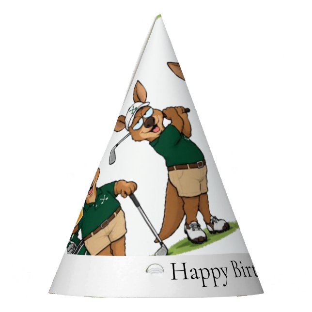 Golfing kangaroo-inspired party hat (Left)