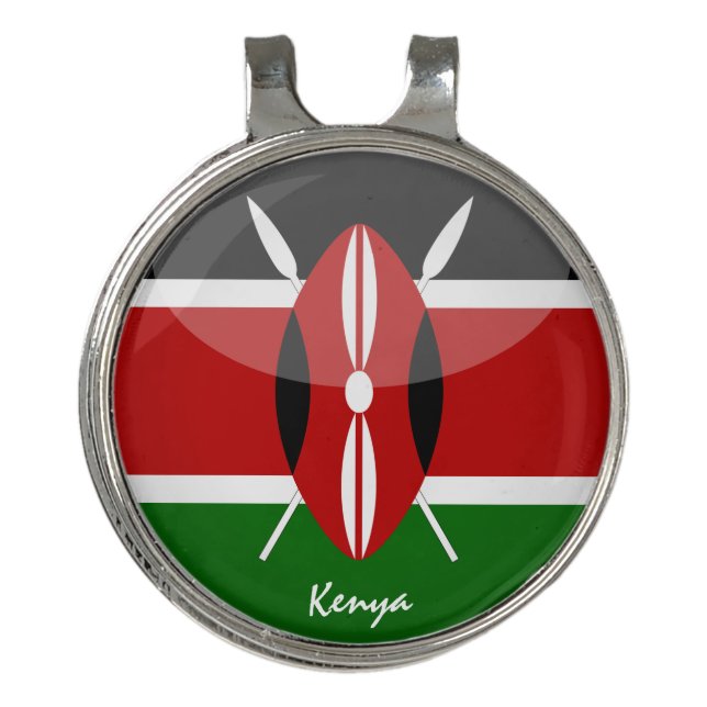 Golfing Kenya & Kenyan Flag /Golf Ball Marker Golf Hat Clip (Front)