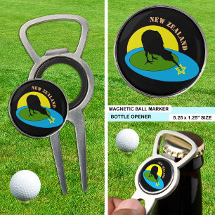 Golfing Kiwi Bird, Ball Marker, sports New Zealand Divot Tool