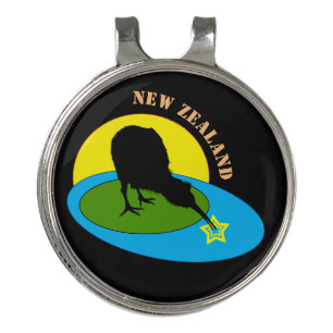 Golfing Kiwi Bird & New Zealand markers Golf Hat Clip