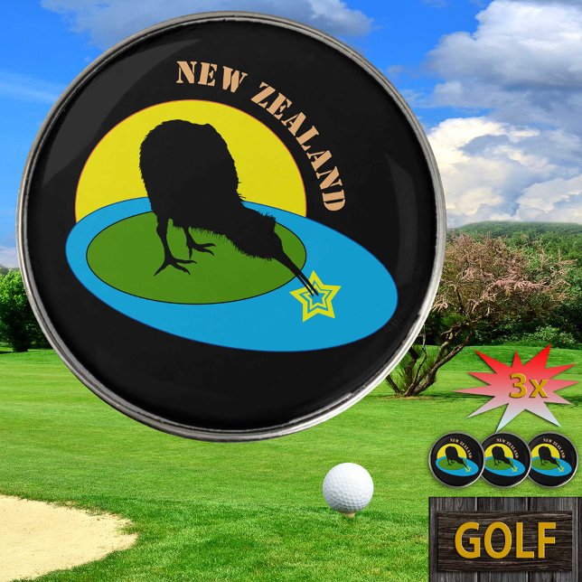 Golfing Kiwi Bird & New Zealand Sports Golf Ball Marker (Creator Uploaded)