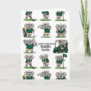Golfing Koala-Themed Celebration Card