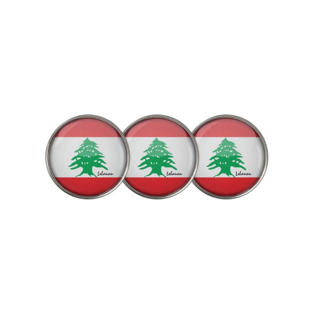 Golfing Lebanon & Lebanese Flag /Golf Ball Marker (3 Up)