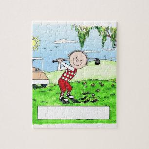 Golfing, Male- Personalized Friendly Folks Cartoon Jigsaw Puzzle
