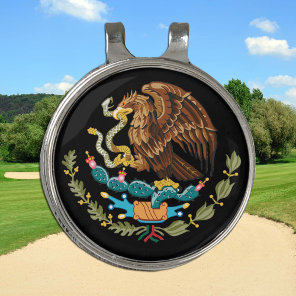 Golfing Mexico & Mexican Eagle coat of arms / flag Golf Hat Clip