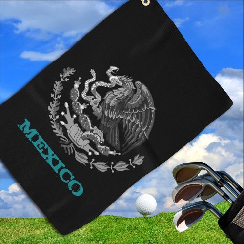 Golfing Mexico  Mexican Eagle coat of arms  flag Golf Towel