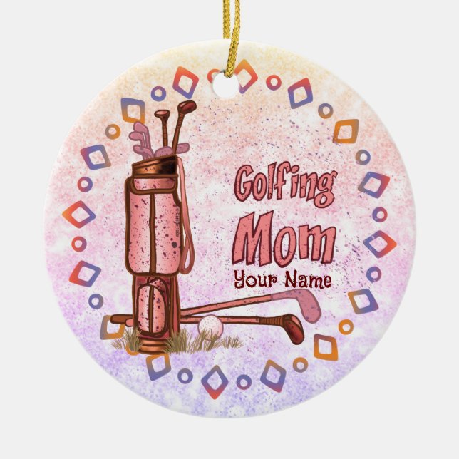 Golfing Mom golf Ceramic Ornament (Front)