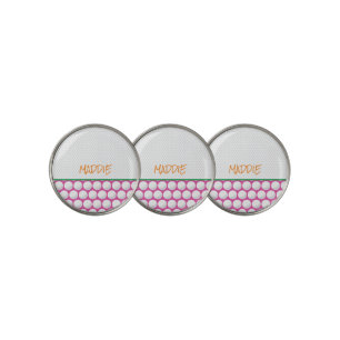 Golfing Name Modern Pink Green Orange Golf Golf Ball Marker