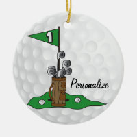 Golfing 🏌️♀️ on the Green | Personalize | Golf Ceramic Ornament