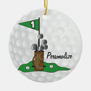 Golfing 🏌️‍♀️ on the Green   Personalize   Golf Ceramic Ornament