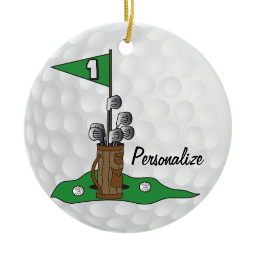 Golfing 🏌️‍♀️ on the Green | Personalize | Golf Ceramic Ornament