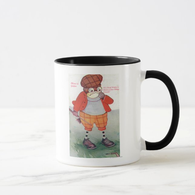 Golfing Owl Noting Silence is Golden Mug (Right)
