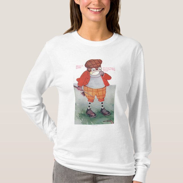 Golfing Owl Noting Silence is Golden T-Shirt (Front)