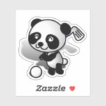 Golfing Panda Sports Sticker<br><div class="desc">* Cute golfing panda with club and golf ball. * Golfers and fans may like one of these! * Custom Cut Vinyl Stickers are available in several size options. * Choose matte or transparent * Use for crafting, DIY projects, decorating, sealing envelopes or scrap booking. * Nice small sized gift...</div>