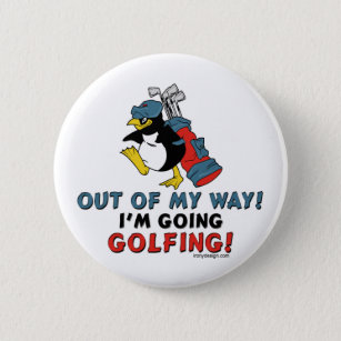 Golfing Penguin Button