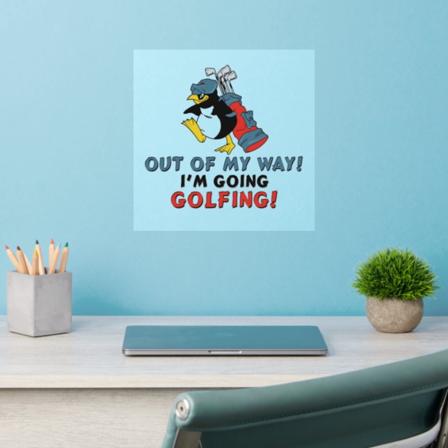 Golfing Penguin Wall Decal (Home Office 2)