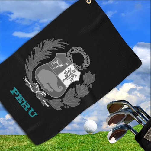 Golfing Peru  Peruvian coat of arms  flag Golf Towel