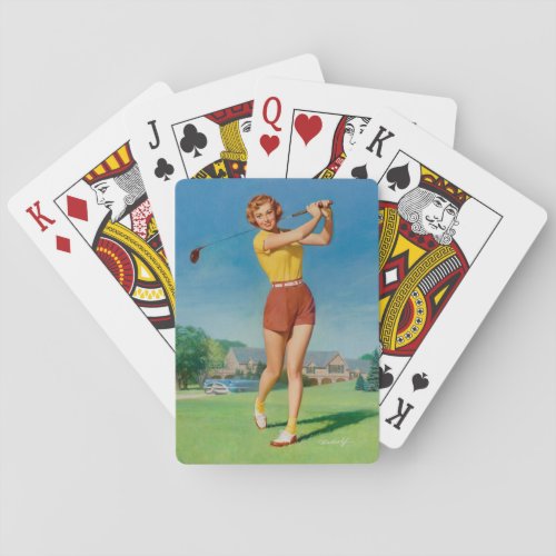 Golfing Pin Up Art Playing Cards