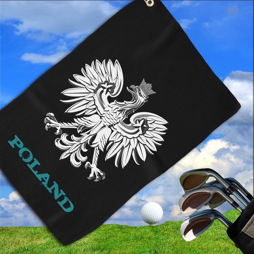 Golfing Poland  Polish coat of arms  flag Golf Towel