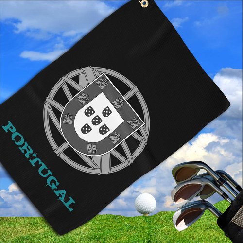 Golfing Portugal  Portuguese coat of arms  flag Golf Towel