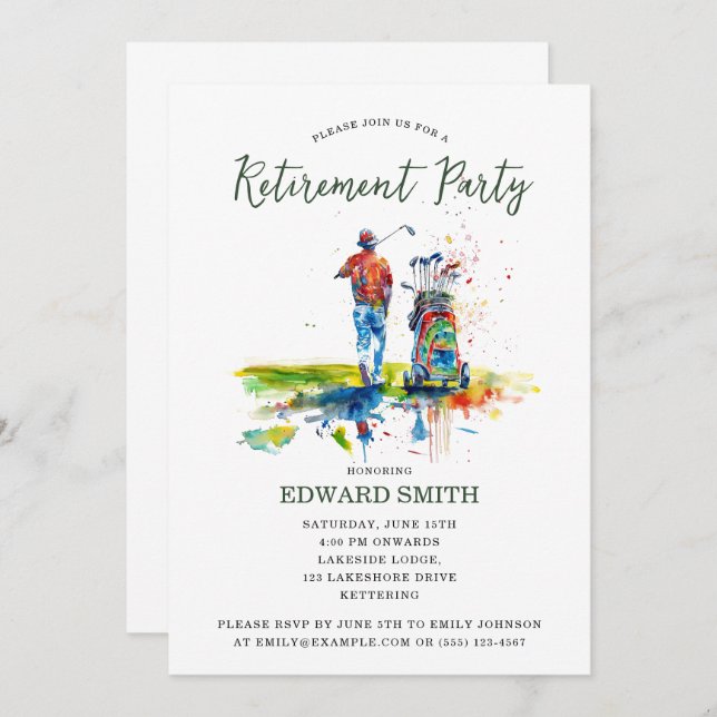 Golfing Retirement Party Invitation (Front/Back)