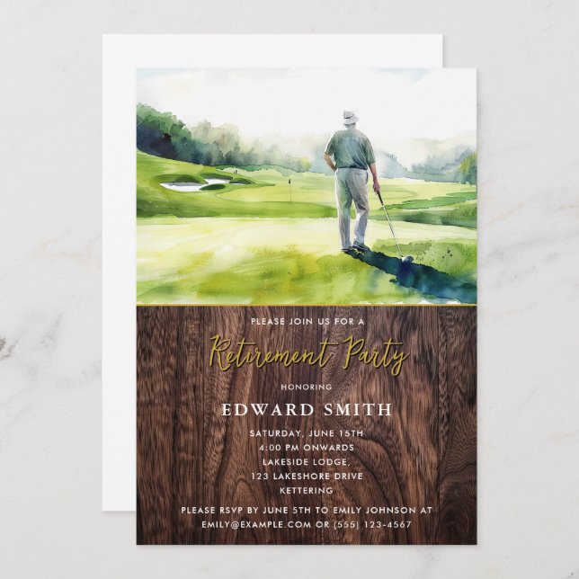 Golfing Retirement Party Invitation (Front/Back)