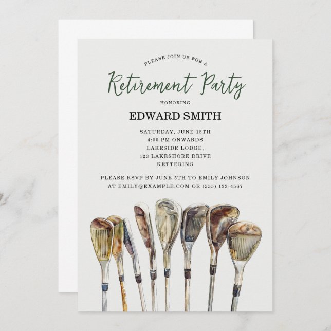 Golfing Retirement Party Invitation (Front/Back)