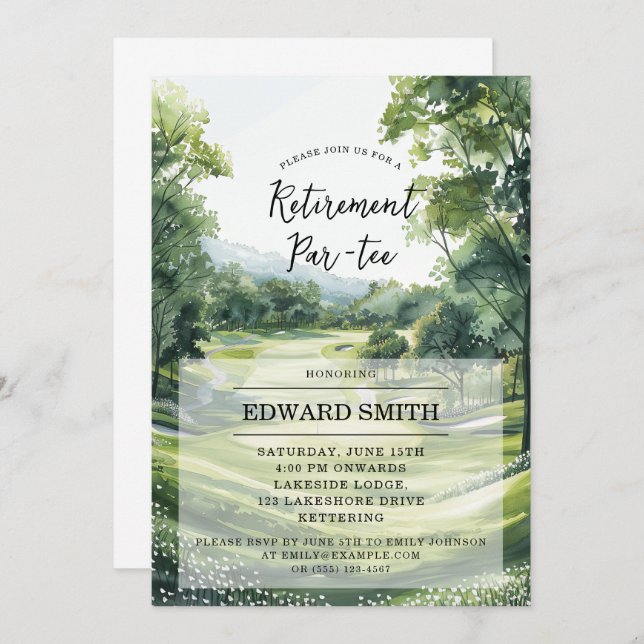 Golfing Retirement Party Invitation (Front/Back)