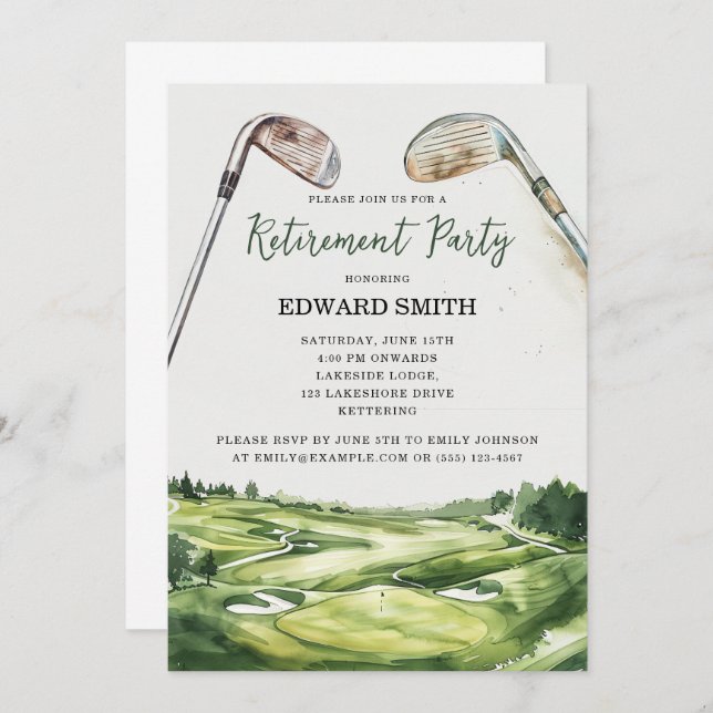 Golfing Retirement Party Invitation (Front/Back)