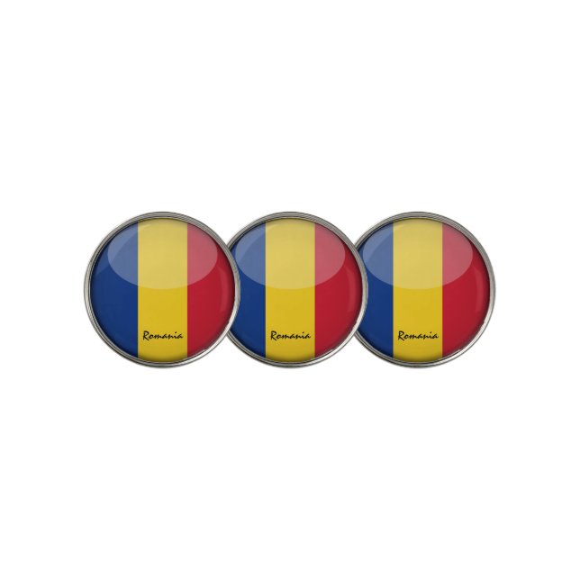 Golfing Romania & Romanian Flag /Golf Ball Marker (3 Up)